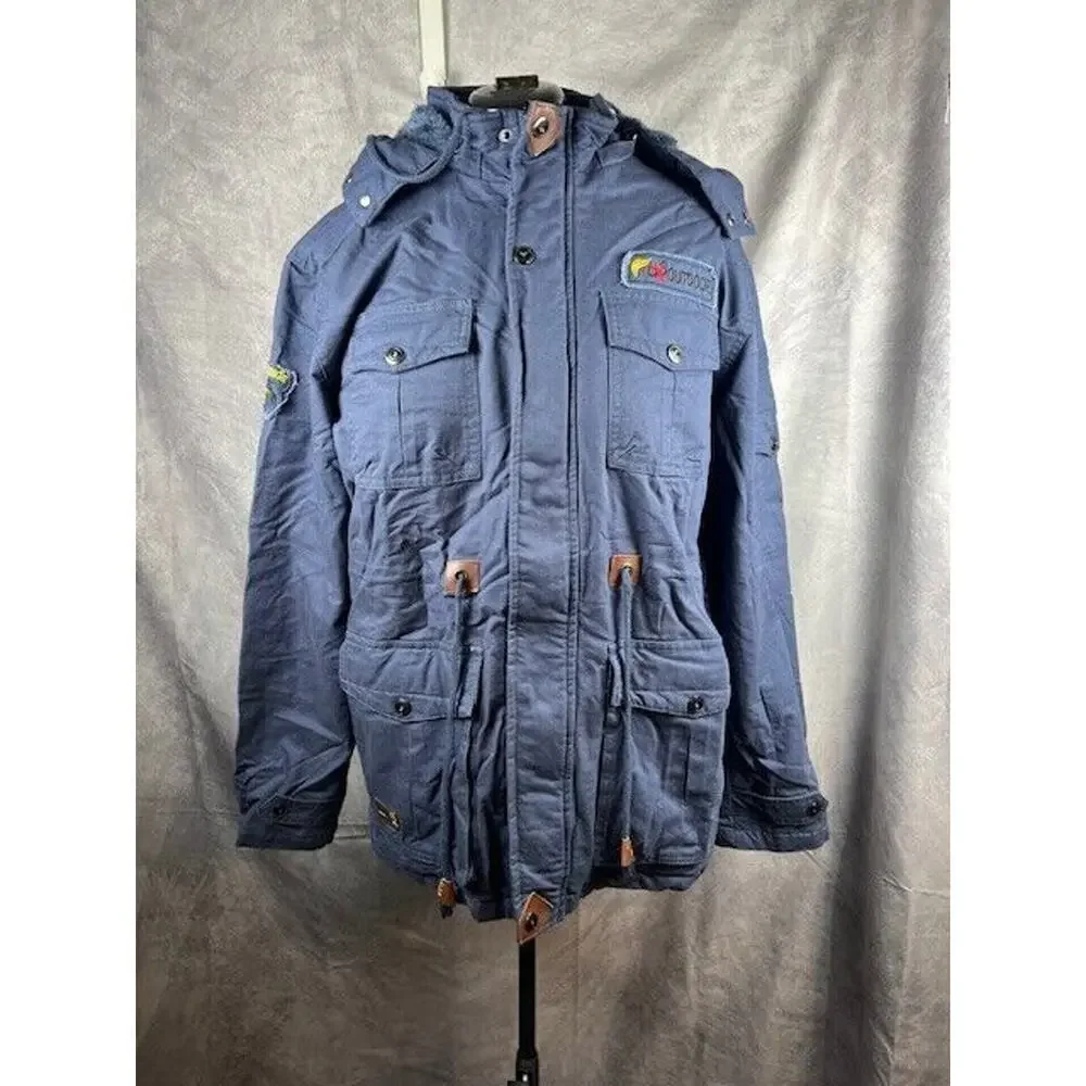 Men's Fleece Cargo Hiking Outdoor Ski Cotton Military Jacket Thick Hooded Large